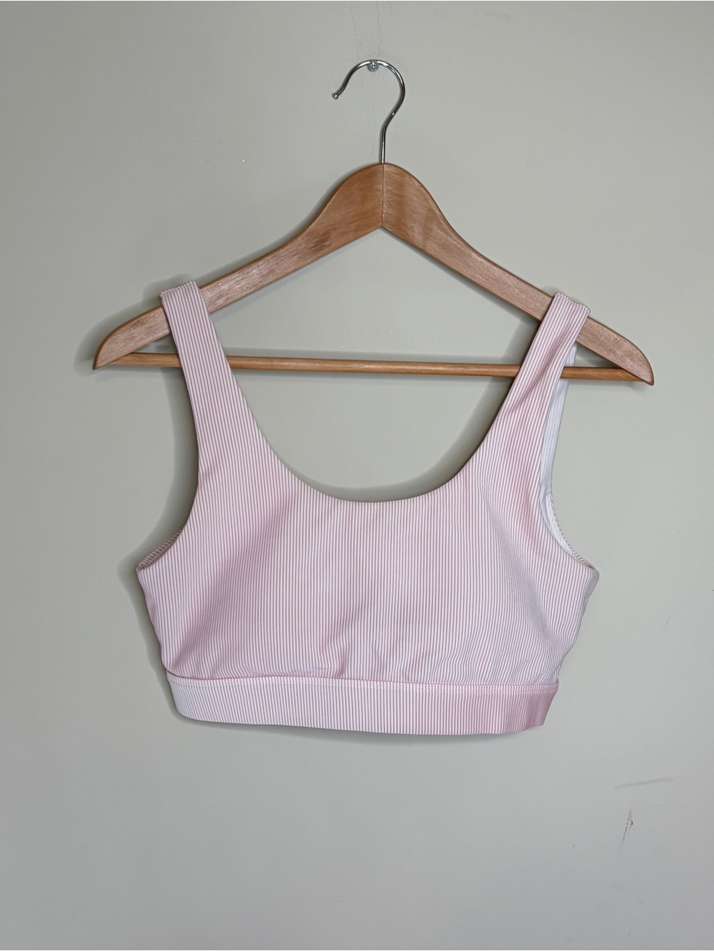 Zyia Active Ribbed Sports Bra Pink & White Size Large